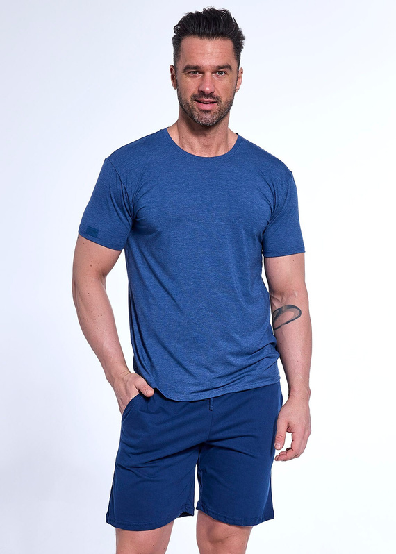 925/177 Michael Herren-Kurzarmpyjama, Jeansshorts Cornette