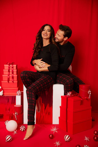 Ordesa Damen Schlafanzug langarm, lange Hose Italian Fashion - schwarz/print