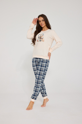 Damen-Pyjama Cornette Home Friends 671/478 ecru – 100% Baumwolle, Familienmodell