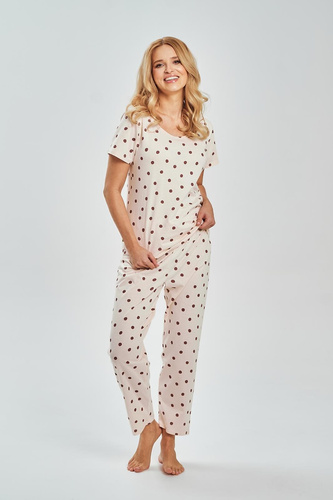 Damen Pyjama 3530 Nita Taro – 100% Baumwolle, Punkte, 7/8-Hose | Leichter Sommer-Pyjama
