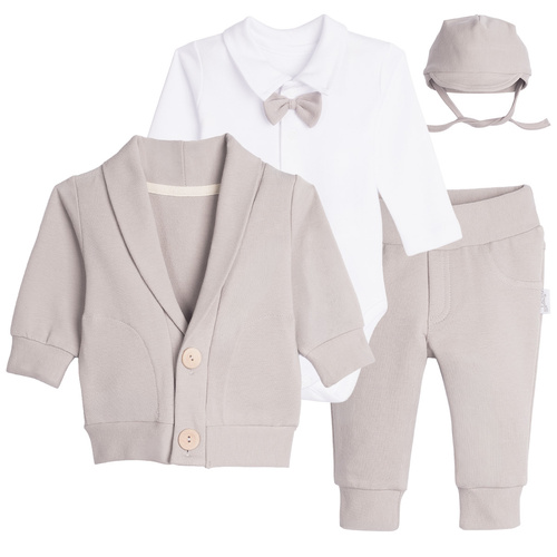 Komplettset zur Taufe Nicol 169409, 4-teilig: Body, Fliege, Sweatshirt, Hose, Mütze