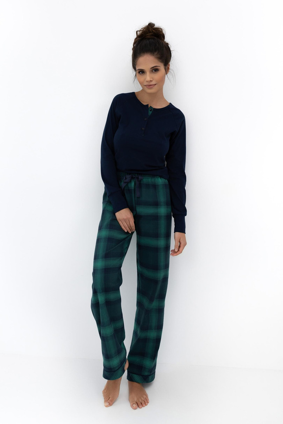 Cassandra Sensis Damenpyjama – Baumwolle, lang, kariert