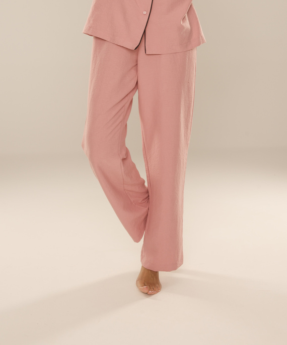 Maeve 875 De Lafense Damen Pyjamahose - lang, einfarbig, mit Taschen - rosa