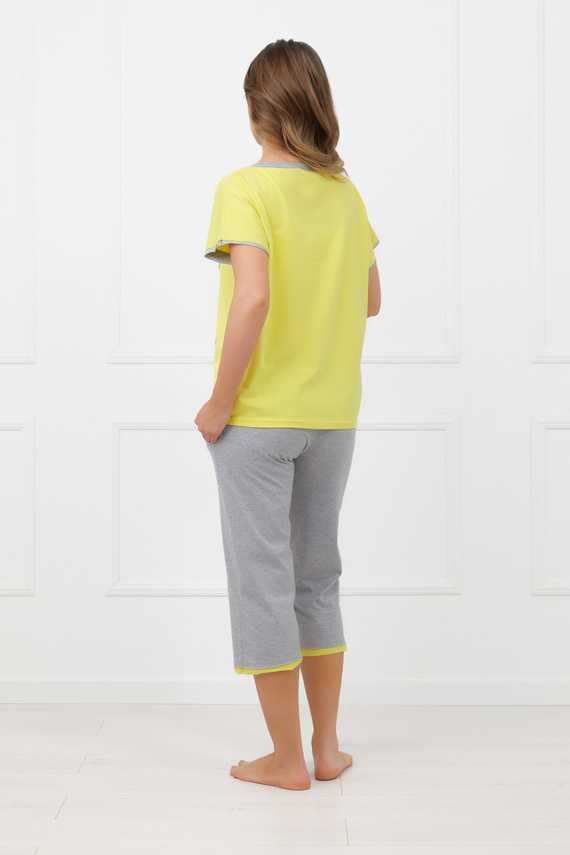 Damenpyjama Sabrina Italian Fashion 100% Baumwolle – kurzer Ärmel, 3/4 Hose