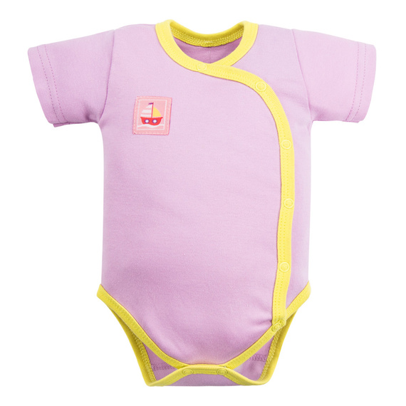 Ships Eevi Baby-Body mit rosa Umschlag – 100 % Baumwolle, kurze Ärmel