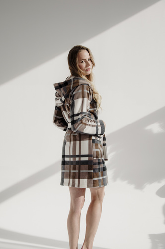 031 De Lafense Bademantel-Decke - warmer Fleece-Damenbademantel Super Cozy, braun