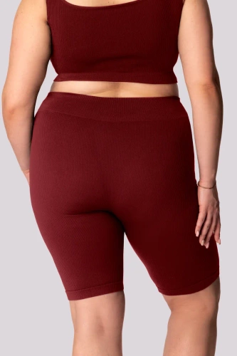 Gerippte Bikershorts für Damen von Mona, Burgunderrot