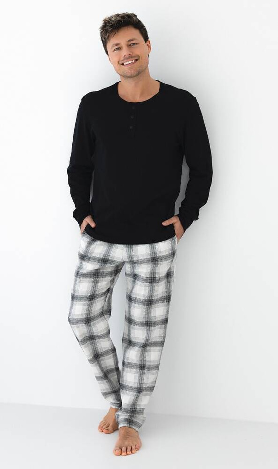 Charles Herrenpyjama Flannel Sensis - schwarz