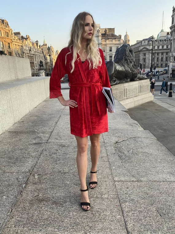 457 Milagros Damen Kurzer Morgenmantel Forex - rot