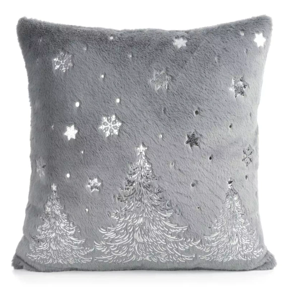 CHP308 Eurofirany Weihnachtskissenbezug 45x45 mit 3D-Pailletten Sternen beige
