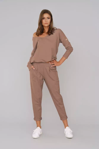 Karina Damen Langarmset, Hose Italian Fashion - Karamell 
