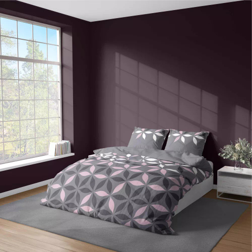 5024 A Mikrofaserbettwäsche mit Blumen Detexpol grau