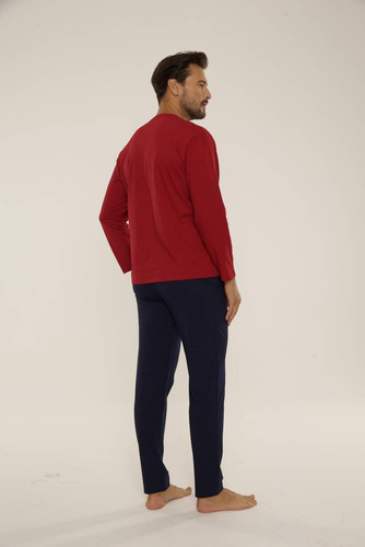 683 Kevin Forex Herren Schlafanzug - kastanienbraun - marineblau