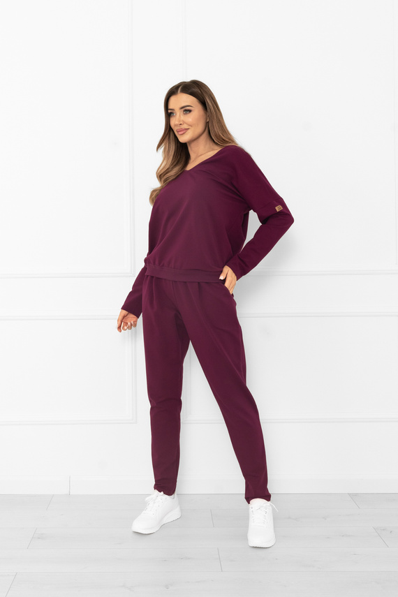 Karina Damen Trainingsanzug Set Italian Fashion burgundy - Baumwolle, bequem