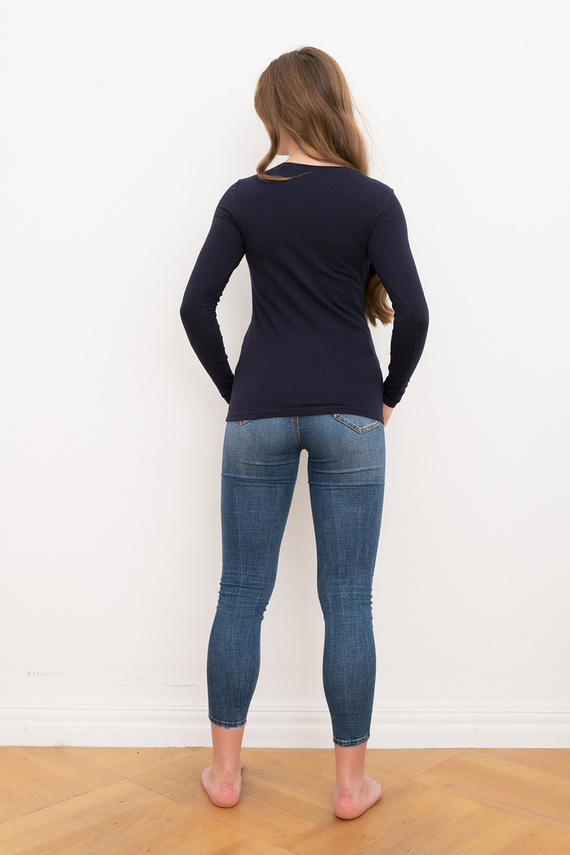 Ibiza Bluse Damen Langarm Italienische Mode - navy blau