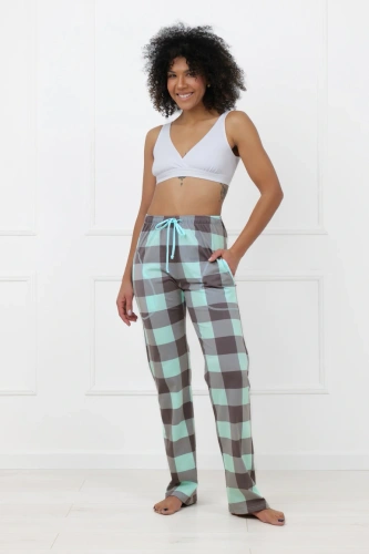 Damenhose Sandra Italian Fashion aus Baumwolle, lang, kariert, mit Taschen