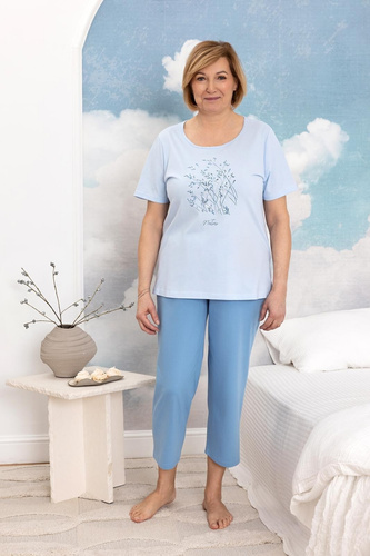 Damen Pyjama Regina 4009 Baumwolle 7/8 bequem kurzarm Set