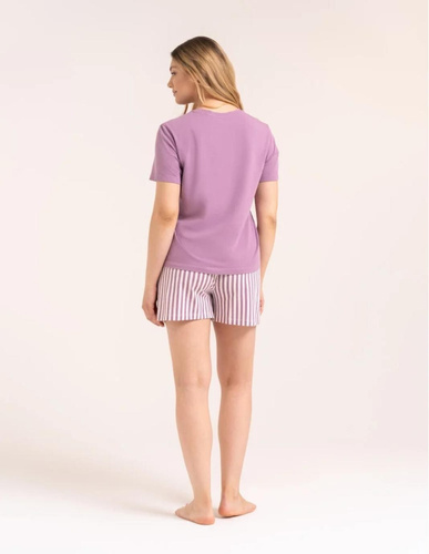 Damen-Pyjama Moraj PDD2800-009 Lila Baumwolle Shorts mit Streifen