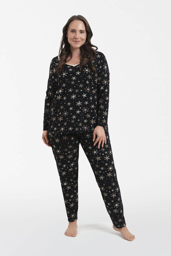 Laponia Damen Schlafanzug langarm, lange Hose Italian Fashion - Druck