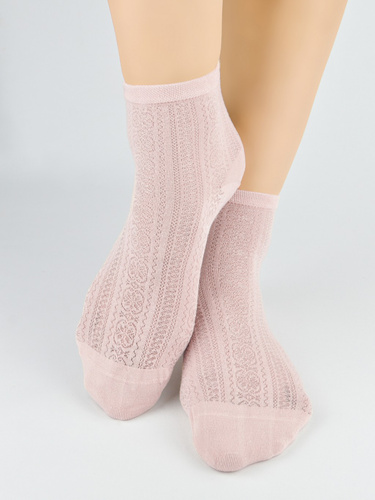 Noviti SB167 Damen-Socken aus Viskose mit Seide, Lochmuster, Kleeblatt, Staubrosa