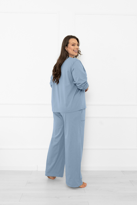 Damenpyjama Ksara Italian Fashion - Baumwolle, lange Ärmel und Hose mit Taschen - Stahl 