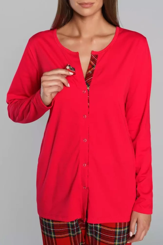 Zorza Damen Schlafanzug langarm, Hose Italian Fashion - grün/print 