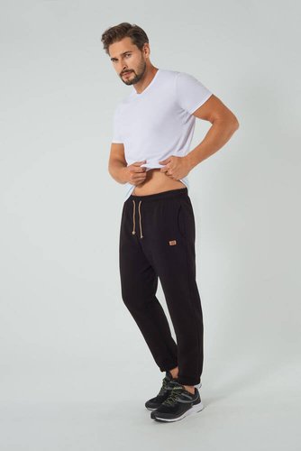 Leader Herren lange Jogginghosen Italian Fashion - schwarz
