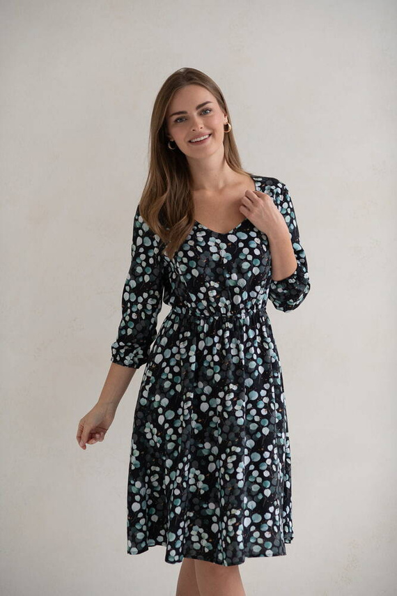 Lovely Dress Midi Umstands- und Stillkleid mit 3/4 Ärmeln Milk&Love mit Eukalyptusblättern