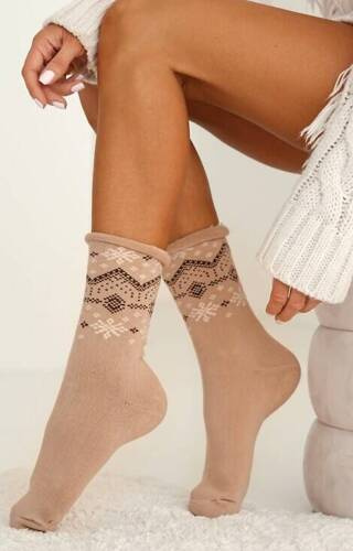 0118-011 Stars Milena Damen-Frottee-Socken – Beige