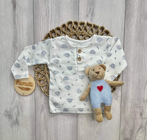 Mamatti Babyshirt aus Baumwolle Weiß Bären Langarm