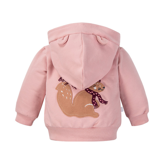 Pinkes Trainingsanzug-Set von Fluffy Tails – Kapuzenpullover mit Ohren und Stickerei + Hose mit Bündchen