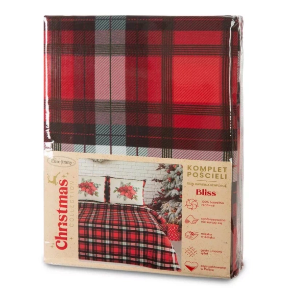 Bliss Weihnachtsbettwäsche, karierter Stern von Bethlehem, Eurovorhänge, rot