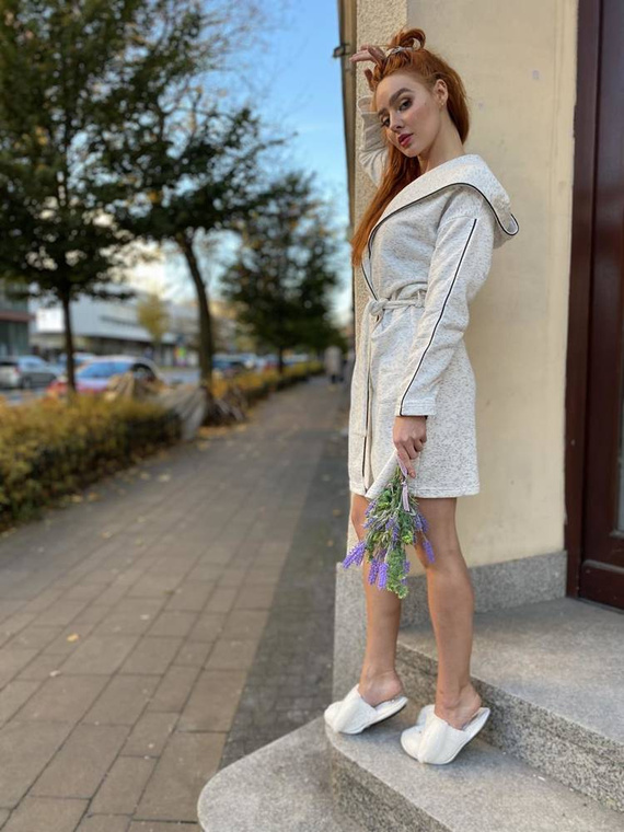 414 Gianna Forex Morgenmantel für Damen - melange