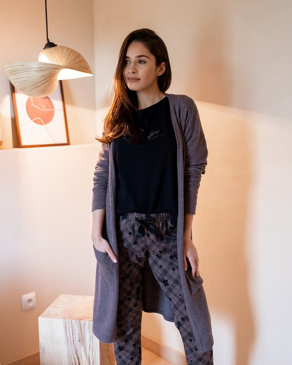 Sensis Reach For The Stars Damenpyjama – schwarzbraun