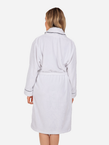 Rosa Damen-Fleece-Bademantel ByShelly – weiß