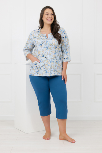 Damenpyjama CELOZJA Italian Fashion 100 % Baumwolle 3/4-Arm 3/4-Hose