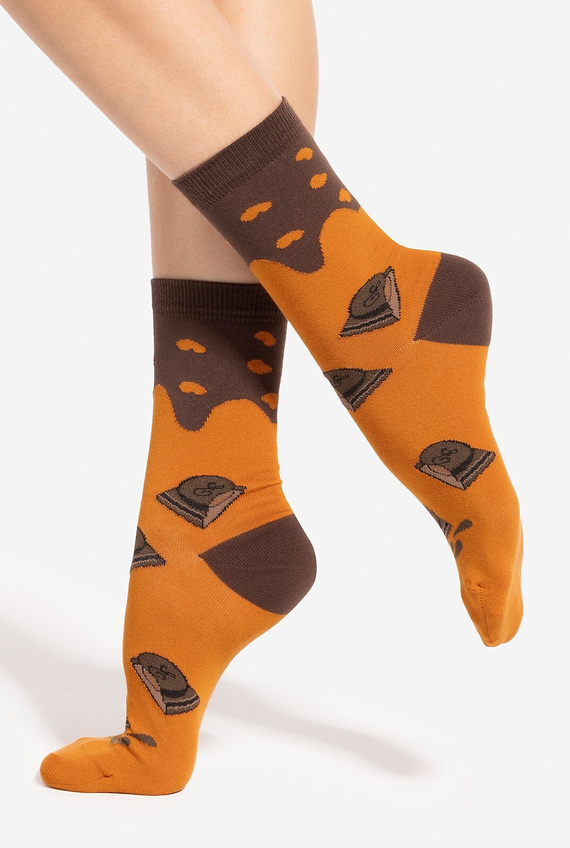 U04.WED Wedel wz.07 Socken – Unisex, Muster inspiriert von Schokolade, Carmel Choco