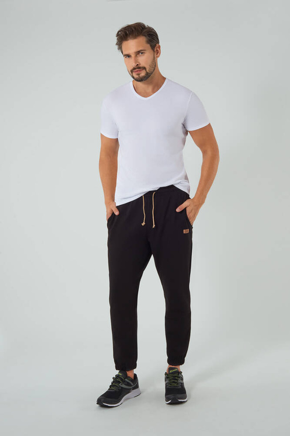 Leader Herren lange Jogginghosen Italian Fashion - schwarz