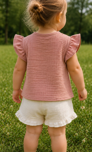 Mamatti BL50110 Musselin Kinderbluse leicht & luftig aus Baumwolle Sommer