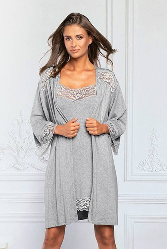 Samaria Robe Italian Fashion 3/4 Ärmel - grau
