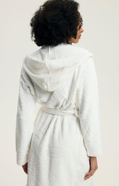 43612 Daryl Damen-Bademantel Henderson creme – mit Kapuze, geprägtes Muster