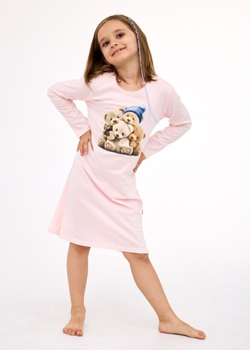 549/196, 258/196 Bears 2 Cornette – Mädchennachthemd, rosa, Baumwolle, Teddybär