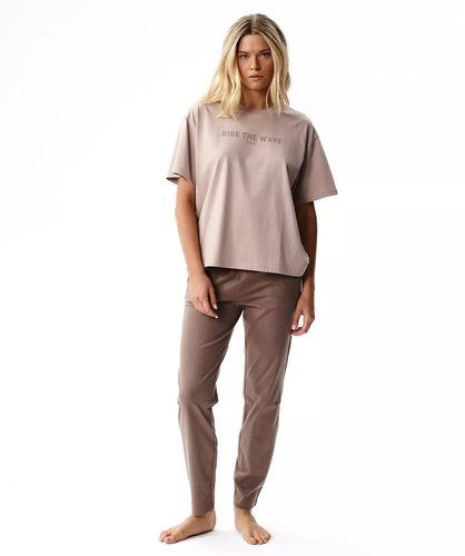 Atlantic NLP-516 Damen-Pyjama 100% Baumwolle Kurzarm Lange Hose rosa-beige