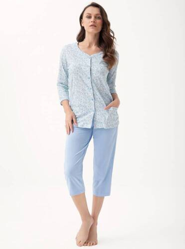 668 Luna Damen-Pyjama mit Reißverschluss – Blau