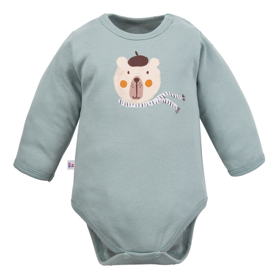 Beary Cool Eevi Baby-Body – Baumwolle, lange Ärmel, Teddybär-Aufdruck