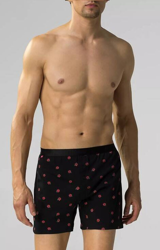 2GMB-009 Atlantic Herren-Boxershorts – Schwarz – Burgunderrot