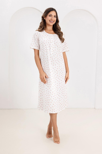 Nachtkleid 019 Regina – lang, aus Baumwolle, mit Knopfleiste | Eleganz und Komfort