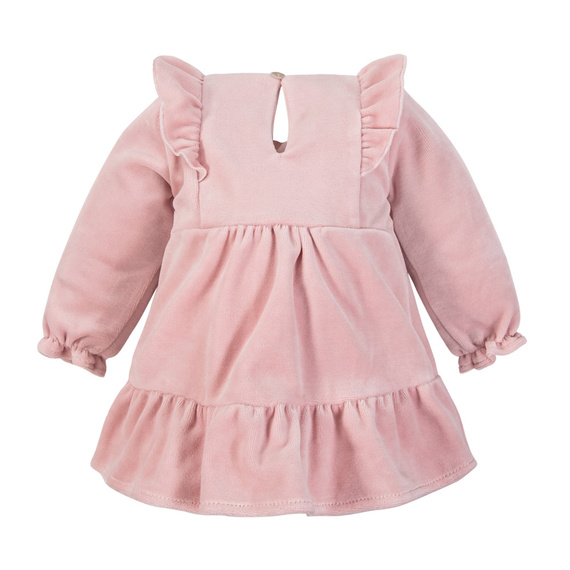 Fluffy Tails Eevi Samtkleid – rosa, mit Rüschen an den Schultern