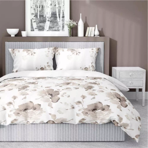 5325 B Satinbettwäsche Blumen Detexpol beige