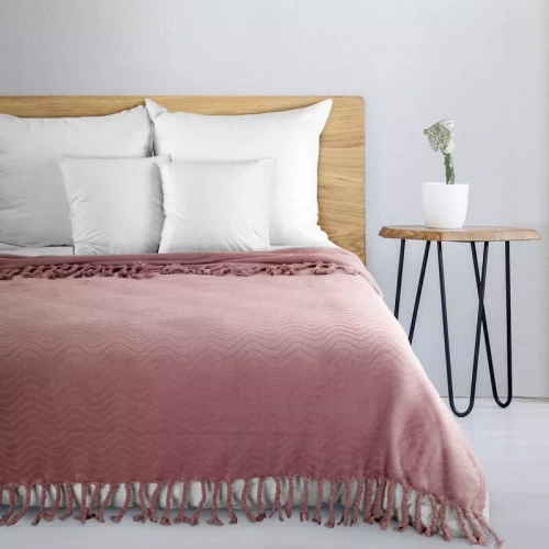 Emma Decke Tagesdecke mit Fransen Eurocurtains Pulver